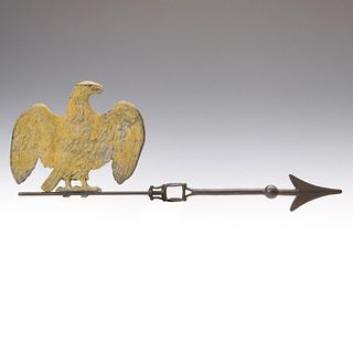 A LIGHTNING ROD WEATHER VANE WITH PAINTED EAGLE