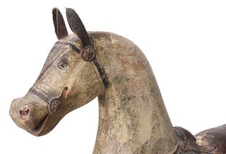 A 19TH C. ROCKING HORSE IN ORIGINAL DRY PAINTED SURFACE
