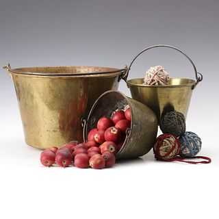 A COLLECTION OF 19TH CENTURY SPUN BRASS PAILS