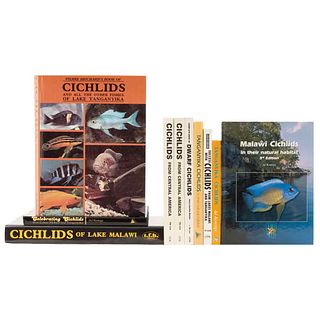 Konings, Ad / Brichard, Pierre / Richter, Hans / Melke, Sabine.  Libros sobre Peces Cíclidos. Total de piezas: 10.