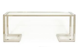 Modernist Style Chrome & Glass Console Table