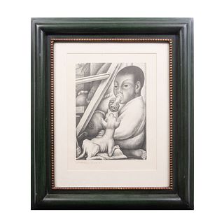 Diego Rivera. Reproducción facsimilar "El Niño del taco". Firmado en plancha y fechado 1932. Impresión Offset.