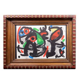 Joan Miró. "Litografía VII". Litografía coloreada. Enmarcada. 38 x 56 cm