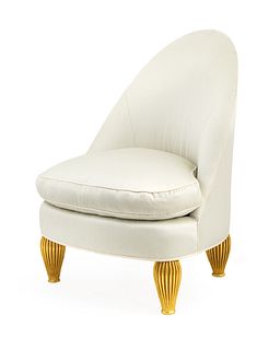 An Art Deco Style Silk-UpholsteredGiltwood Chair