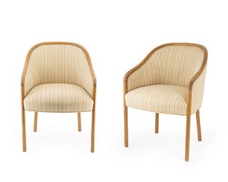 A Pair of Ward Bennet Upholstered Bentwood Chairs