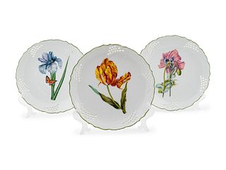 A Set of Twelve Anna Weatherly Hand-Painted Botanical Plates