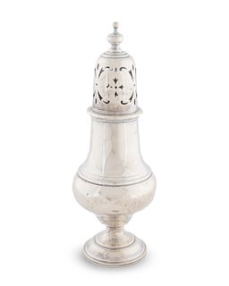 An English Silver Muffineer
Height 8 1/2 inches.