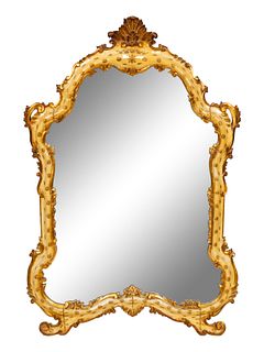 A Pair of Italian Rococo Style Painted and Parcel Gilt Mirrors
Height 45 x width 31 inches.