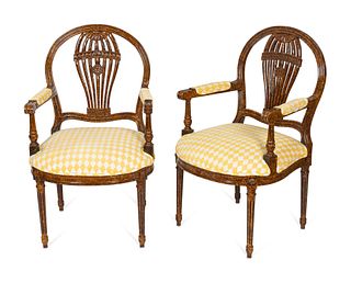 A Pair of Louis XVI Style Balloon Back Open Armchairs
Height 34 inches.