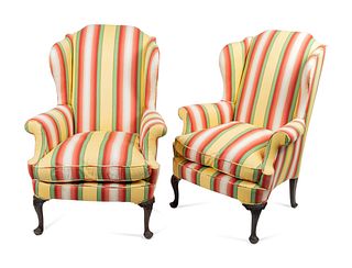 A Pair of George I Style Mahogany Wing Chairs
Height 46 1/2 inches.