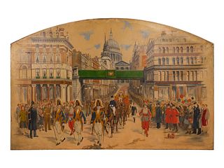 Helen Madeleine McKie
(British, 1889-1957)
A Royal Procession Down Ludgate Circus