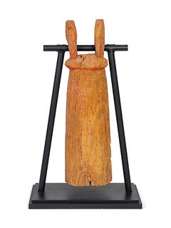 A Thai Red-Washed Weathered Teak Large Temple Bell
Height 46 x width 30 x depth 15 inches