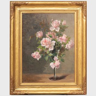 Julia McEntee Dillon (1834-1919): Pink Roses in a Glass