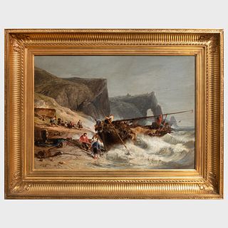 Jules Achille NoÃ«l (1815-1881): Fisherman Bringing in a Boat