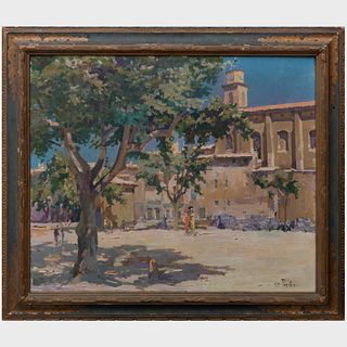 Antoine Ponchin (1872-1934): Courtyard Scene