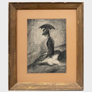 Attributed to Georges Seurat (1859-1891): Femme en blanc et noir