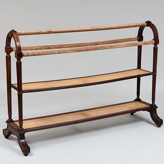 Early Victorian Walnut and Caned Two-Tier Clothes Horse