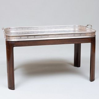 Large Victorian Silver Plate Tray on a Later Stand