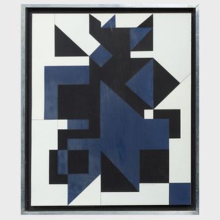Attributed to Victor Vasarely (1906-1997): Composition Blue and Black
