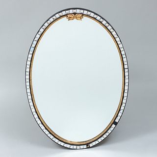 Irish Faceted Opaline and Clear Glass and Parcel-Gilt Oval Mirror, of Recent Manufacture