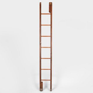 English Brass-Studded Leather Library Ladder