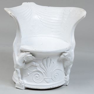 Italian Neoclassical Style Painted and Cast Composition Tub Chair, of Recent Manufacture
