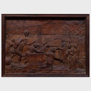 Continental Carved Wood Figural Panel