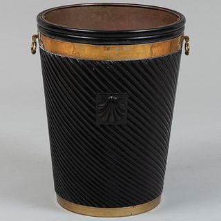 Regency Style Brass-Mounted Ebonized Spiral-Twist Peat Bucket, of Recent Manufacture