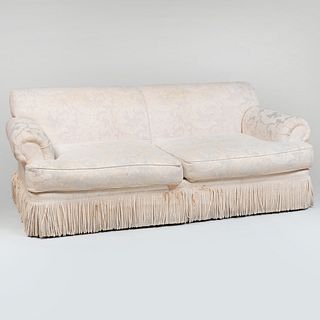 Henredon White Damask Upholstered Sofa and a Turkish Textile