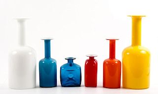 Six 1960s Holmegaard Glass Vases, Otto Brauer