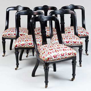 Set of Six Victorian Ebonized Side Chairs