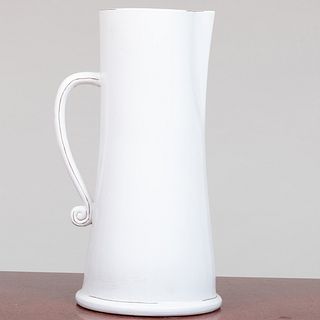 Tall Modern White Glazed Pottery Pitcher