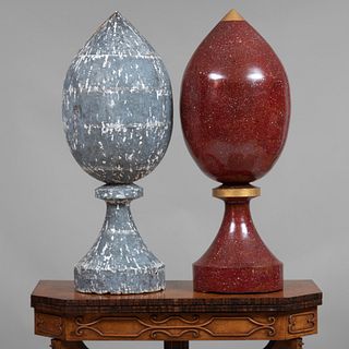 Two Painted Zinc Finials