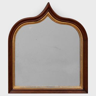 Small Neo-Gothic Walnut and Parcel-Gilt Mirror