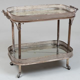 English Silver Plate and Mirrored Drinks Cart