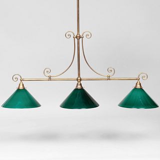 Two English Style Brass Billiard Lamps