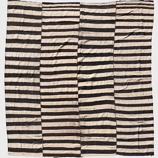Brown and White Striped Flatweave Rug