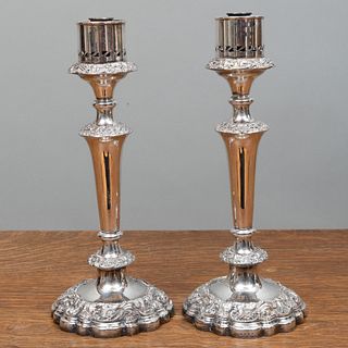 Pair of English Silver Plate Photophore Bases