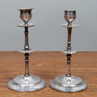 Pair of Continental Silver Plate Candlesticks