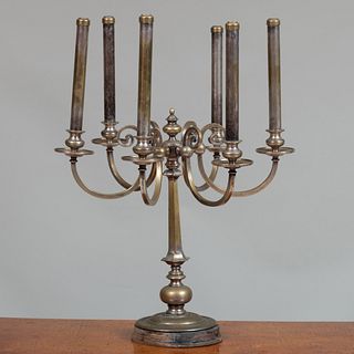 Continental Brass and Silver Plate Six-Light Candelabra