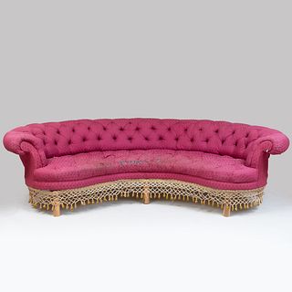 Napolean III Style Tufted Upholstered Kidney-Shaped Sofa