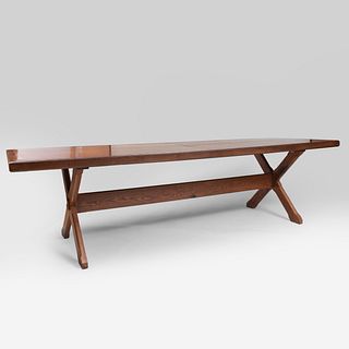 Large Modern Oak X-Form Refectory Table