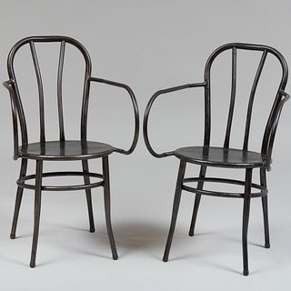 Pair of Modern Bent Metal Garden Chairs