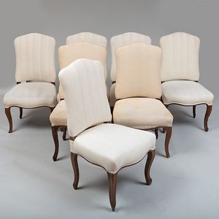 Set of Seven Louis XV Style Provincial Fruitwood Dining Chairs
