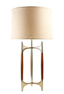 Gerald Thurston Tripod Wood & Brass Lamp