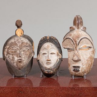 Two Mitsogo Painted Wood Masks, Gabon