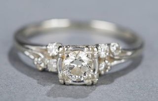 Art Deco 18kt white gold 0.5 carat diamond ring.