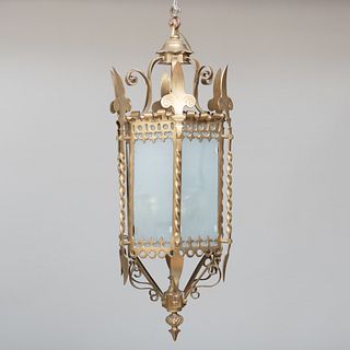 Neo-Gothic Brass Hexagonal Lantern