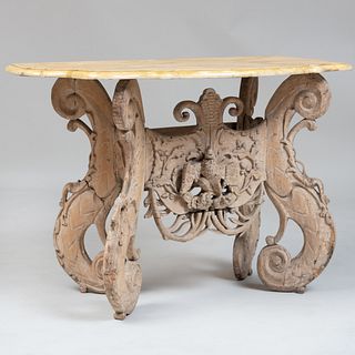 Charles II Carved and Painted Beechwood Console Table 