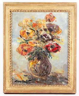 Guy Buffet Signed Oil, Still Life with Flowers